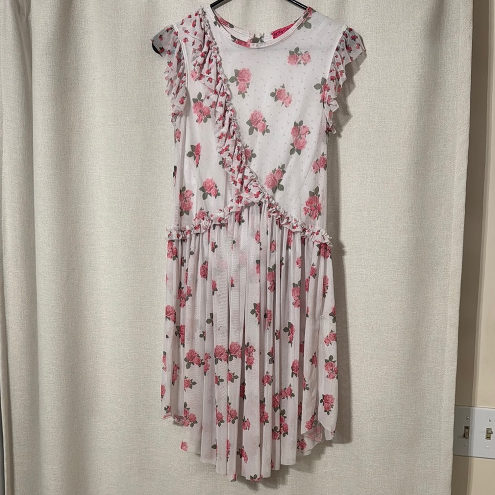 Betsey Johnson White and Pink Sleeveless Sundress